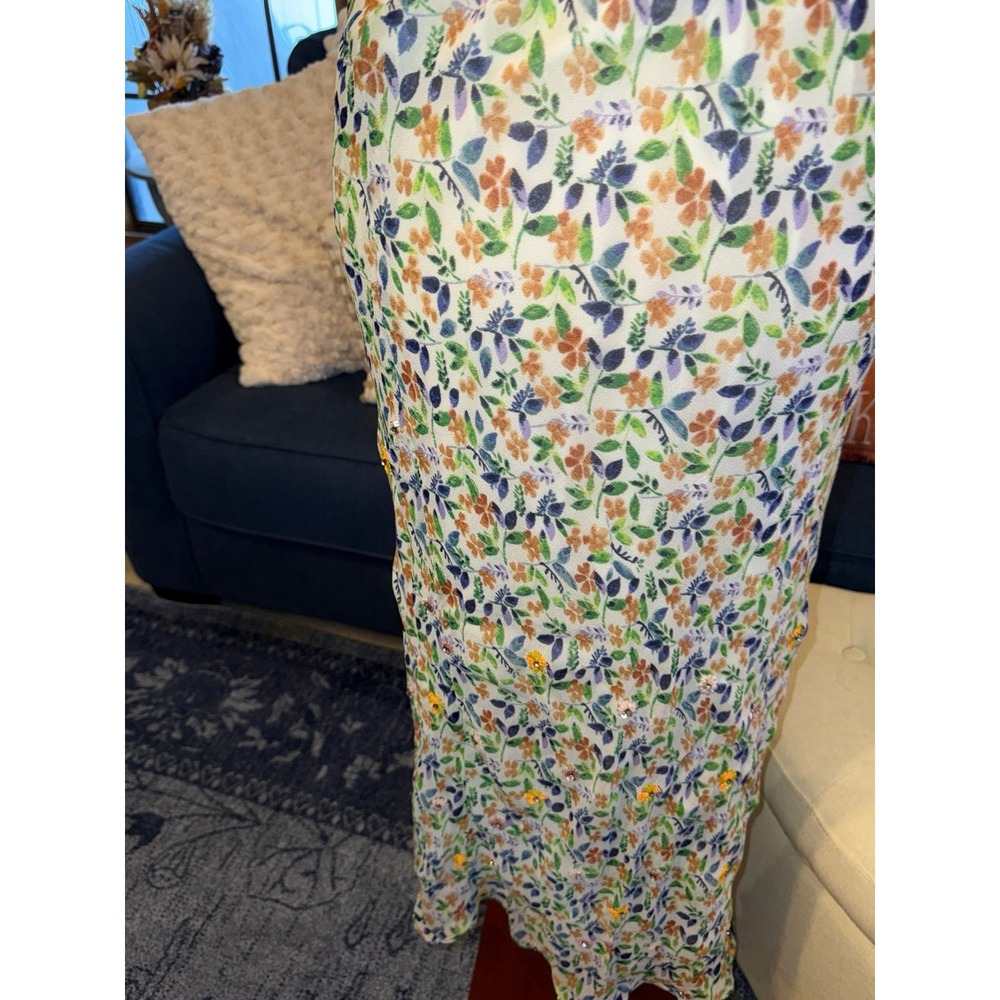 Anthropologie Maeve Floral Rhinestonee Midi Skirt – Size MEDIUM - Picture 6 of 12